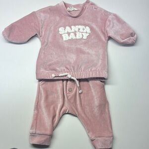 Pink Santa Baby Outfit- 3-6 Month